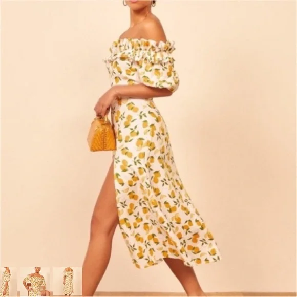Reformation Marley Dress Lemonade NWT - Picture 2 of 13